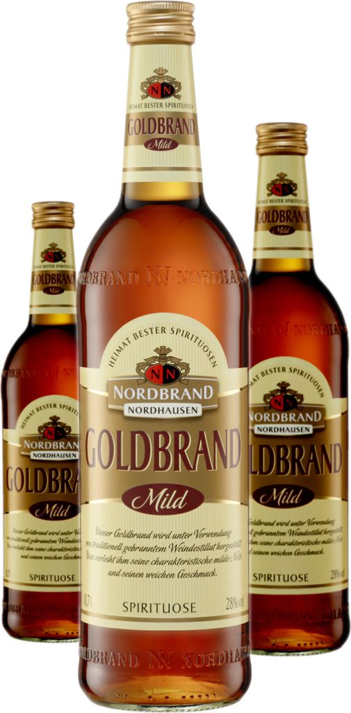 3 x Nordbrand Nordhausen Goldbrand Weinbrand Produktbild 