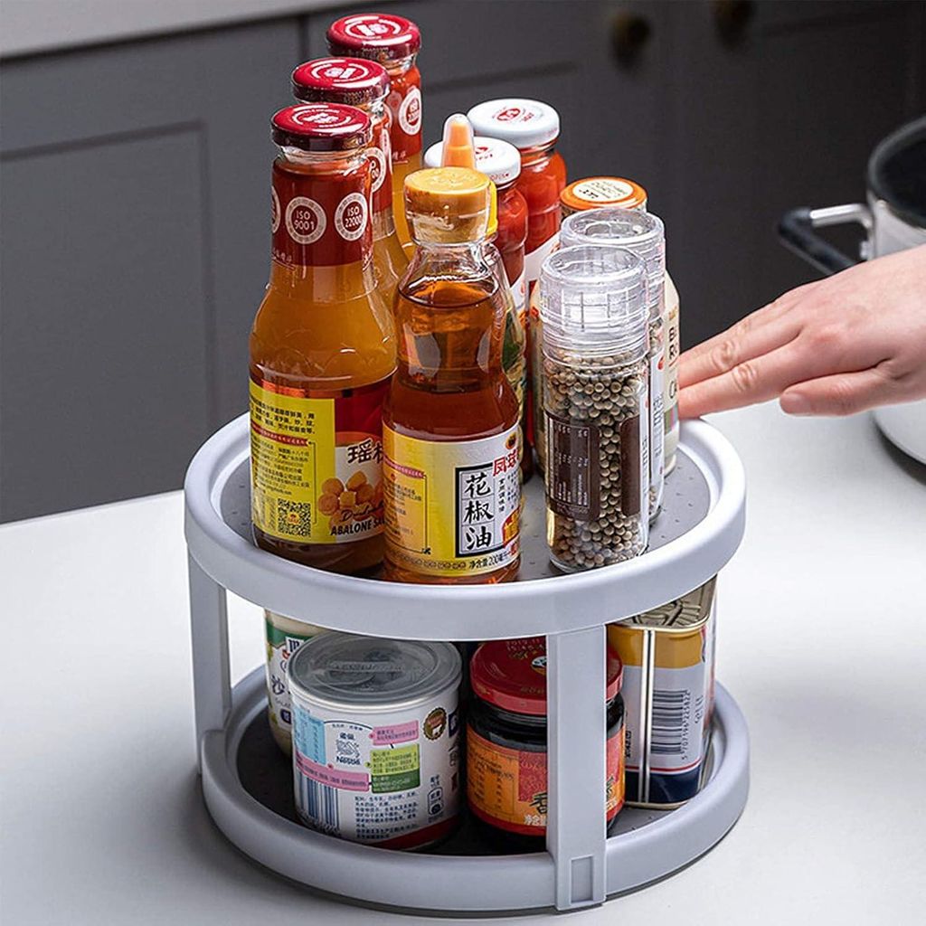 Lazy Susan Aufbewahrungsregal - drehbarer Kräuterständer aus rutschfestem Kunststoff für Küchen und Kühlschränke. Organisiere einfach deine K...