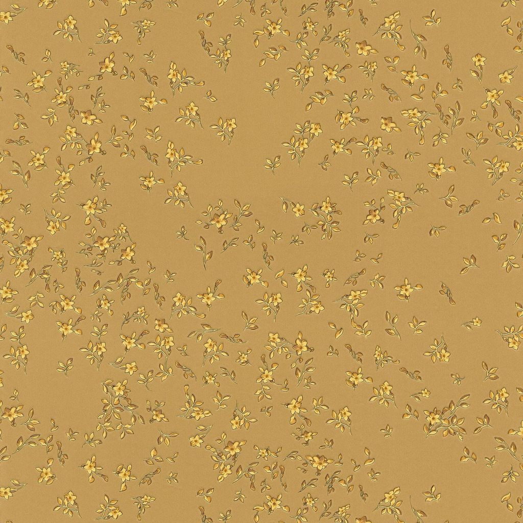 Profhome 935853-GU Blumen Tapete Floral glänzend gold 7,035 m2