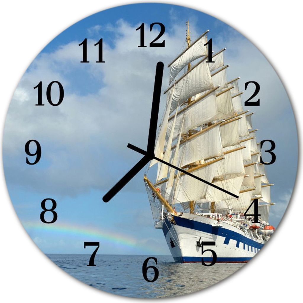 Glasuhr Wanduhr Küchenuhr Echt-Glas 30fi cm Schaff blau Produktbild 