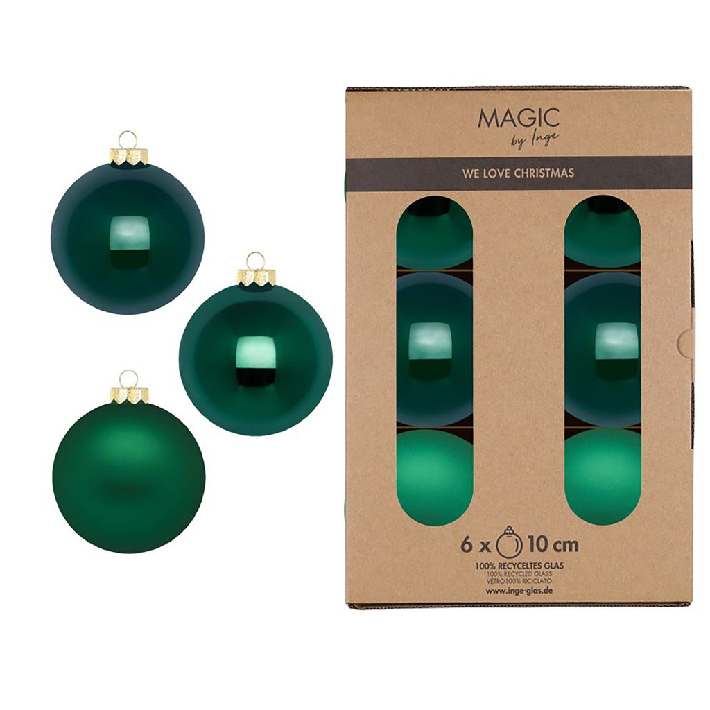 Weihnachtskugeln Glas 10cm 6 Stück - Fir Green