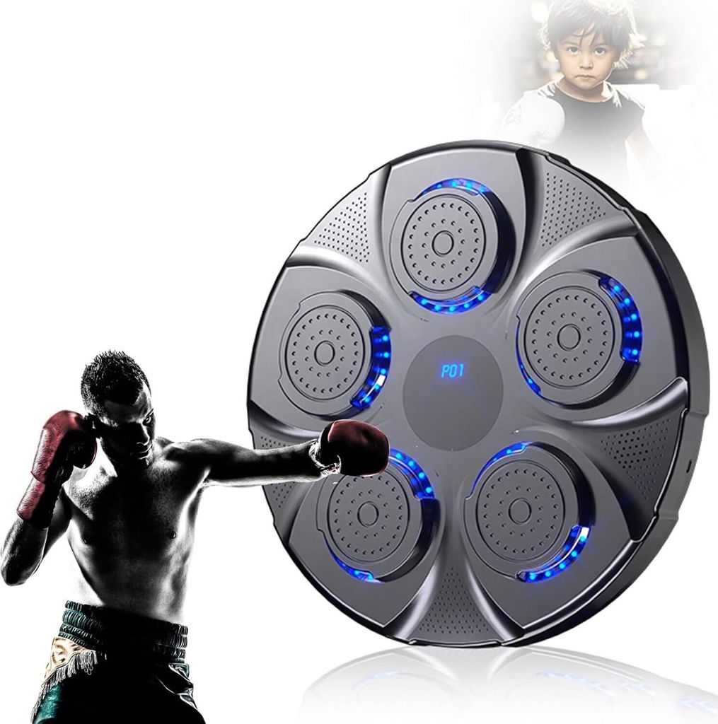 Musik-Boxmaschine, Wand-Boxsack, Box-Trainings-Stanzausrüstung, mit Boxhandschuhen, Bluetooth und LED-Beleuchtung, für Amateur-Heimtraining