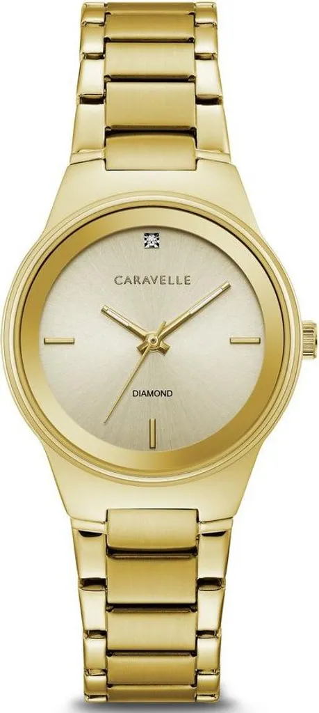 Montre Caravelle 44P101 or étanche avec bracelet en acier inoxydable