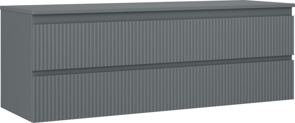 Mexen Rivel Badezimmerunterschrank 140 cm mit Arbeitsplatte, 2 Schubladen, geriffelt, Graphit matt - 91A20-14047-2-BFFC66