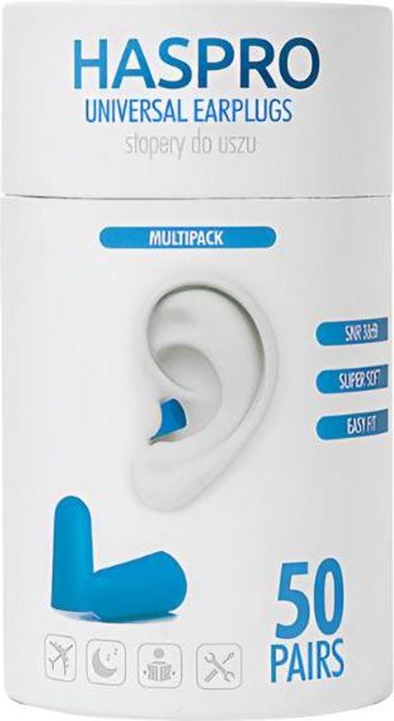 Haspro TUBE50 Ohrstöpsel in einer Röhre, blau, 50 Paar