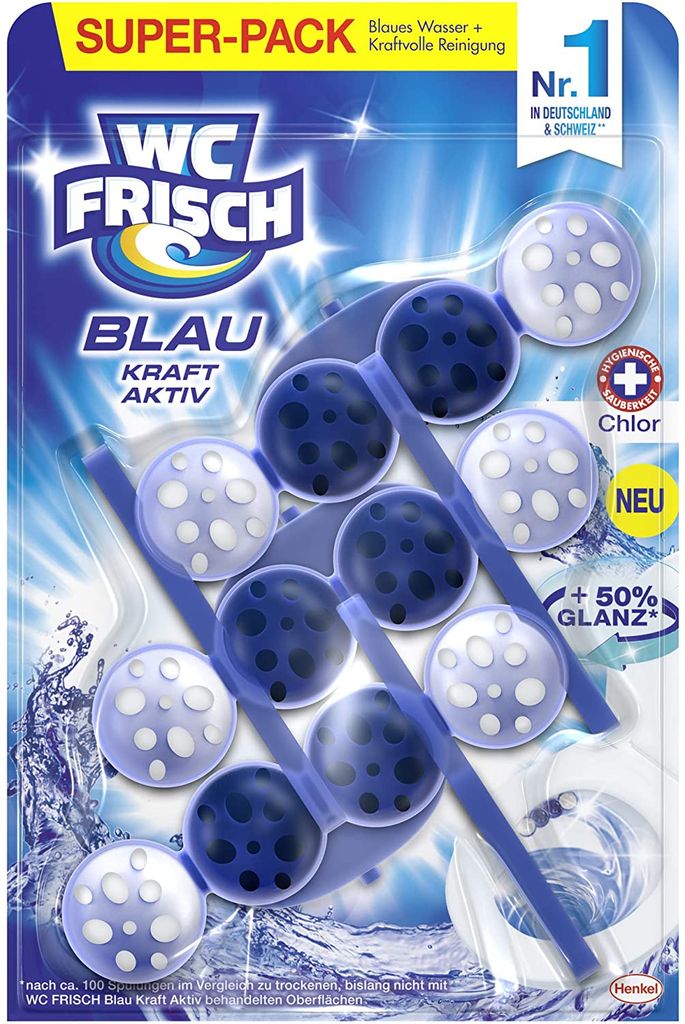 WC FRISCH Kraft-Aktiv Blauspüler Chlor, 1x 150 g