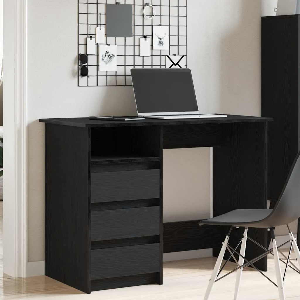 Scrivania Nera In Truciolato 102x50x75 Cm, Con Struttura Robusta, Peso 28,3 Kg, Montaggio Richiesto, Per Ufficio E Casa