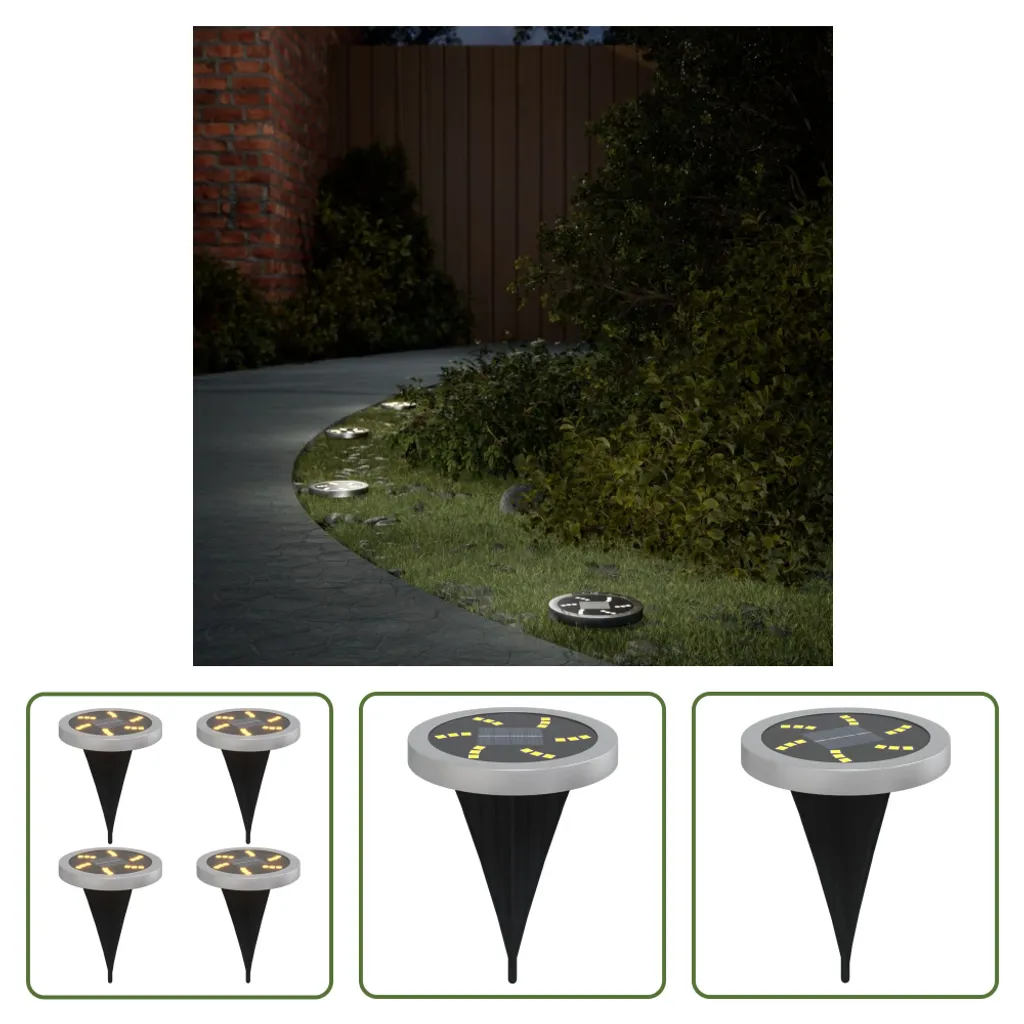 The Living Store Luci solari da terra con picchetto 4 pezzi. Bianco caldo