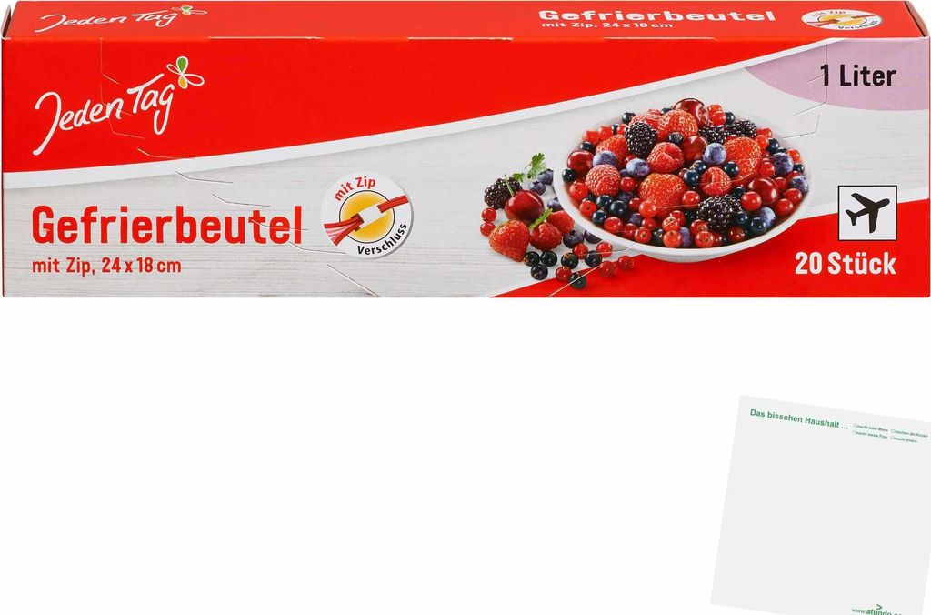 Jeden Tag Gefrierbeutel mit Zip 1l (20Stk) + usy Block