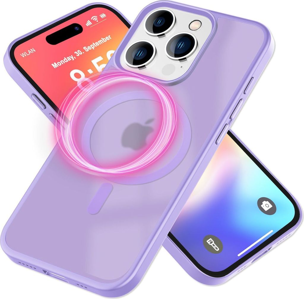 NALIA Magnet-Case für iPhone 16 Pro – Matt-Transparent & MagSafe – MATTEX (Rutschfest, Stoßfest, Anti-Fingerprint) – Marke aus Berlin – Lila