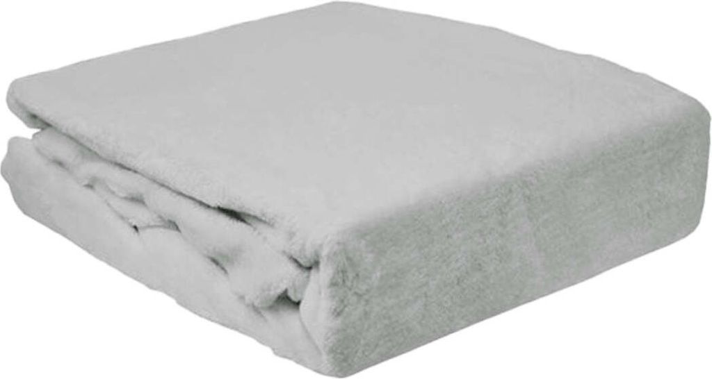Spannbettlaken Winter Teddy Plüsch Samt Cashmere Fleece 140 x 200cm: Silber