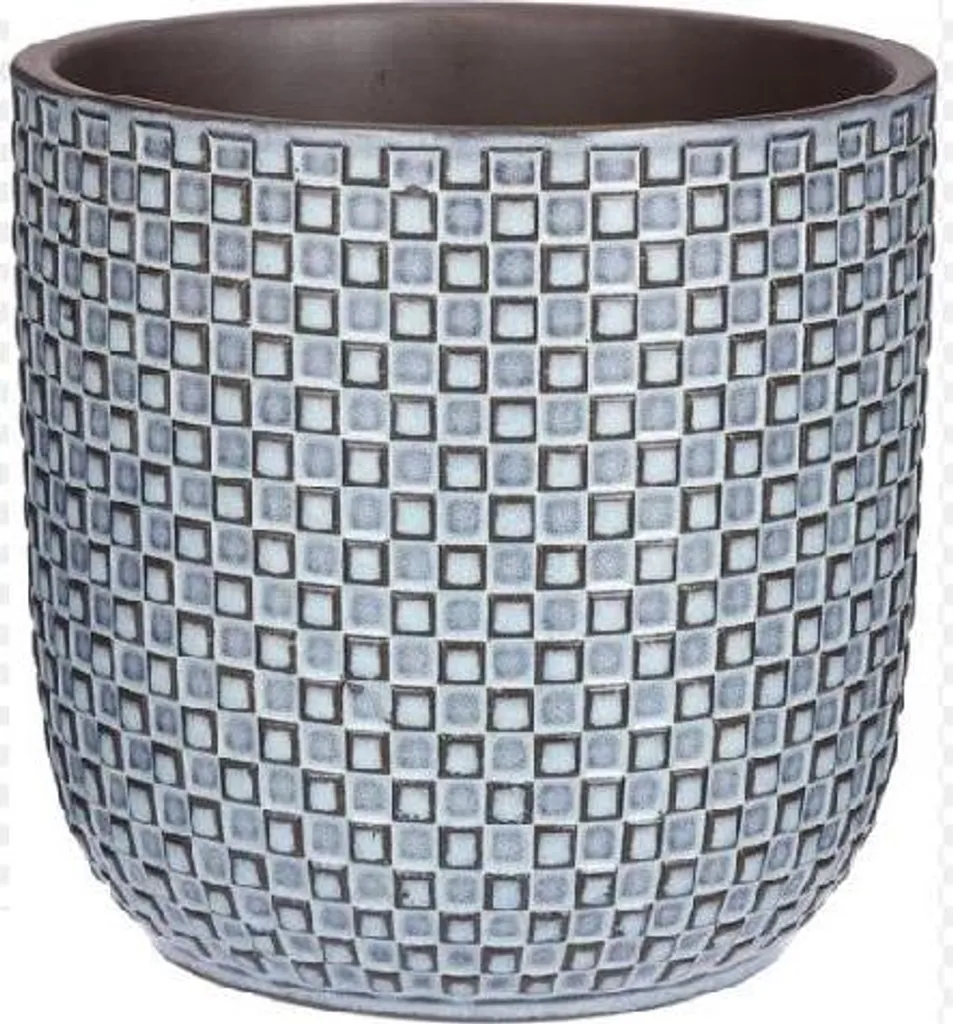 Cache-pot en céramique bleue relief 7cm pour petites plantes et boutures