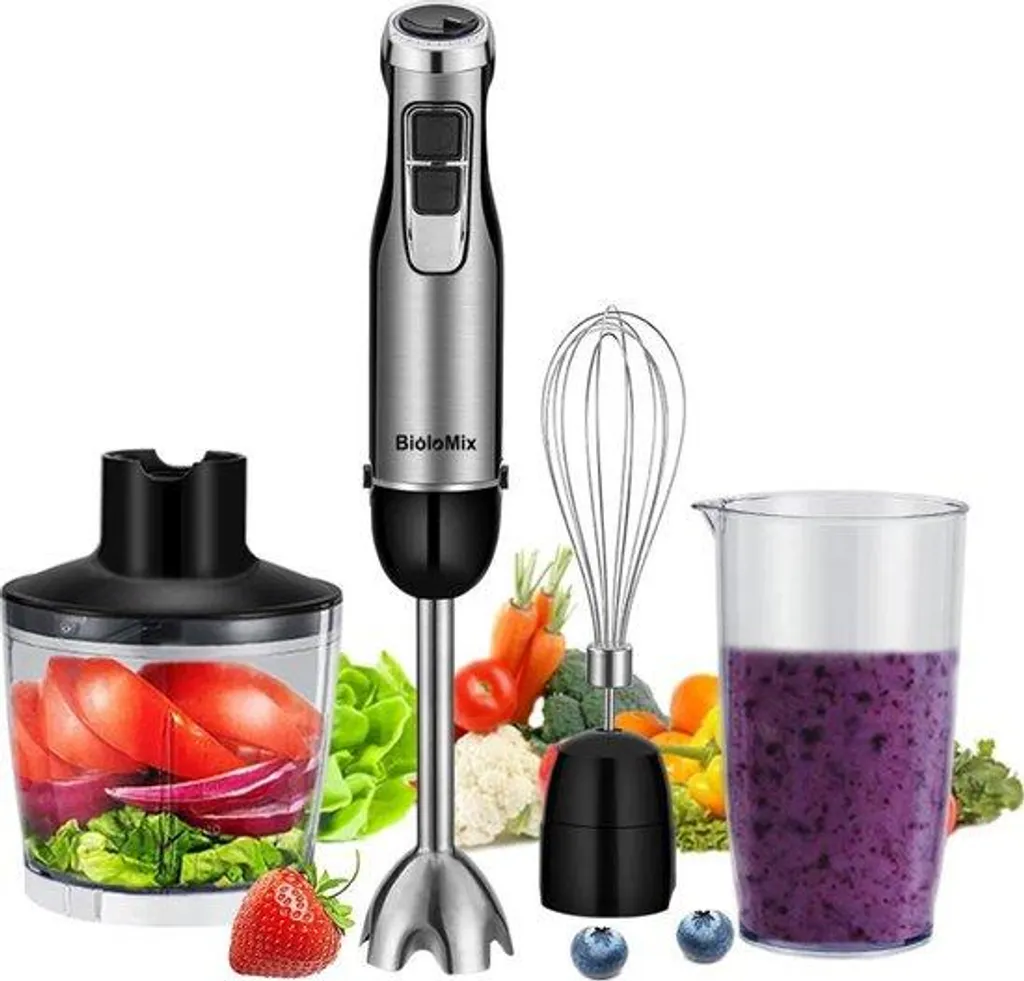 Mixeur plongeant 1200W sans fil avec hachoir et gobelet doseur Pro