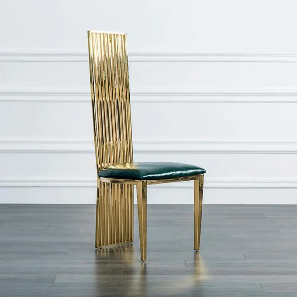 Chaise haute confortable bois et vert or pour mal de dos et style