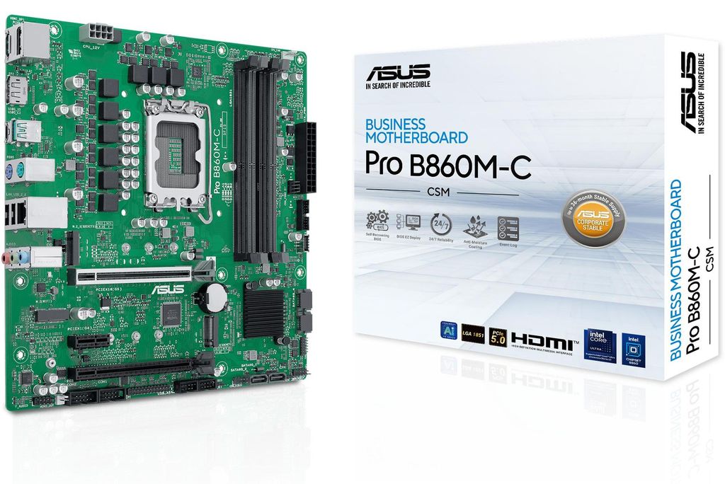 ASUS B860 ATX-Hauptplatine, LGA1851, PCIe 5.0, DDR5, SafeSlot, Q-LED, Core Control Center, Express