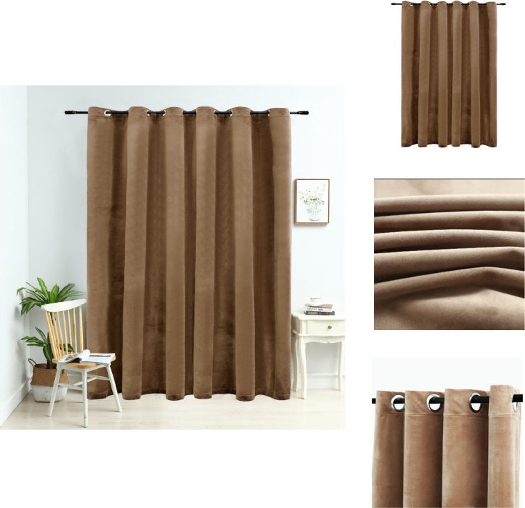 vidaXL Verdunkelungsvorhang mit Metallösen Samt Beige 290 x 245 cm - Vorhänge & Gardinen