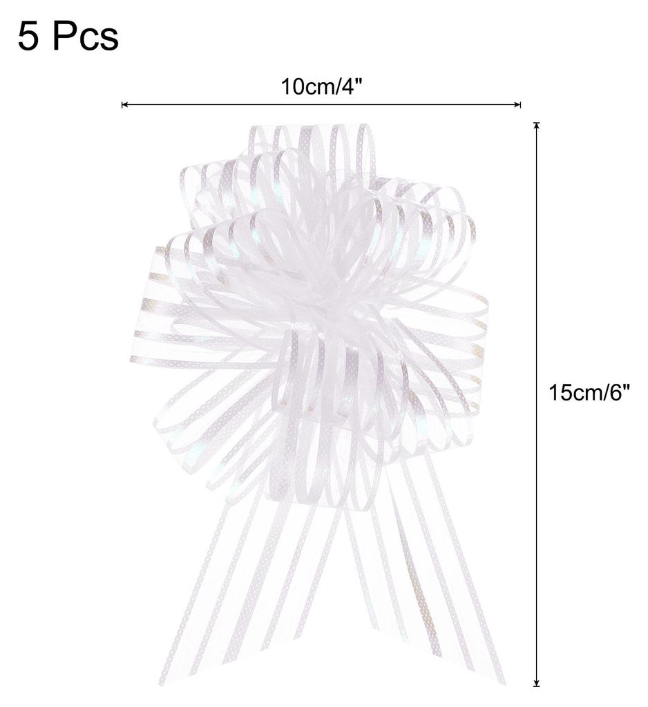 5 Stš¹ck 10 cm Geschenkschleifen Organza Gro?e Zug Schleife Metallische Geschenkverpackung Schleifenband Chiffon Garn Creme Wei? fš¹r Hochzeit ...
