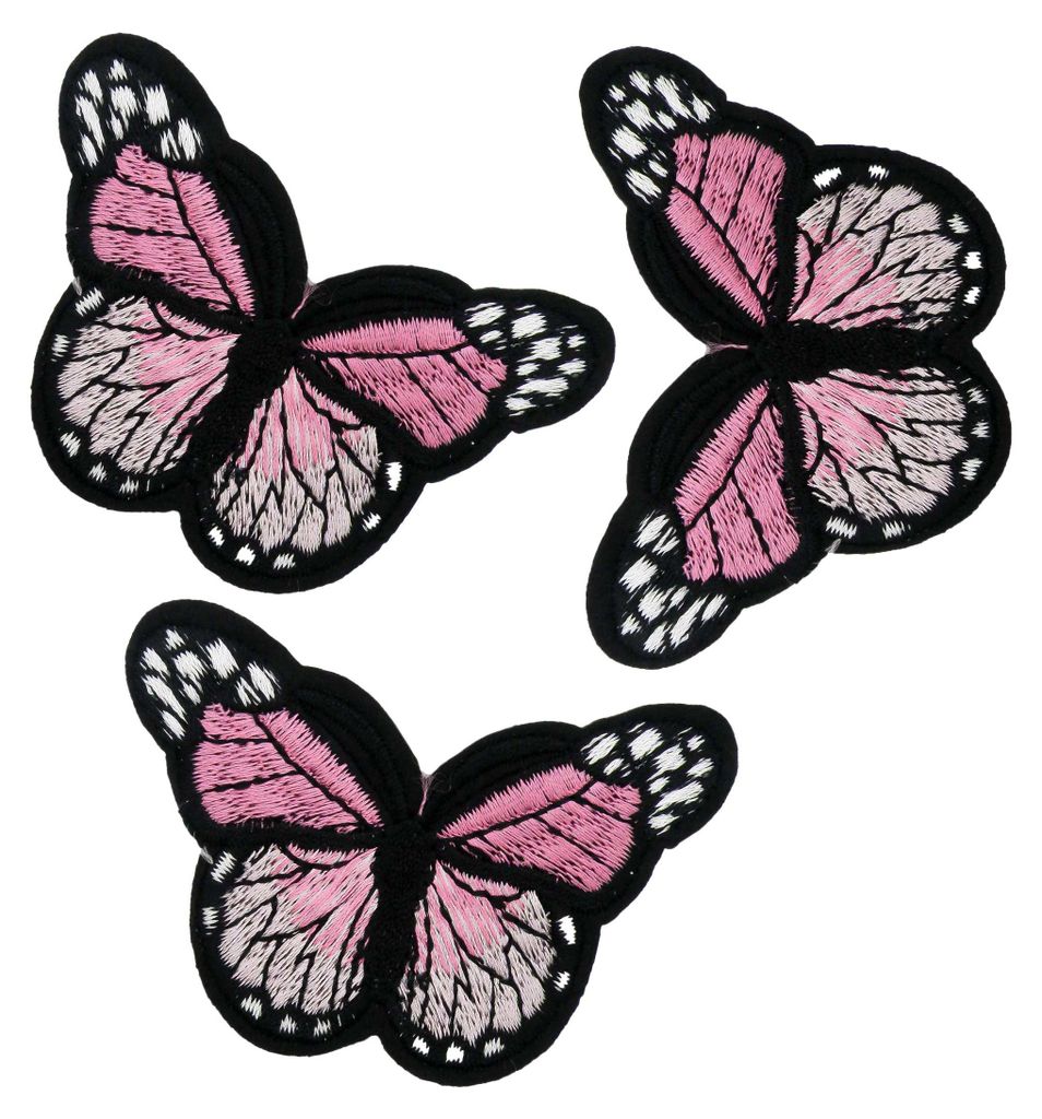 3 Schmetterling Aufbügler, Applikation rosa