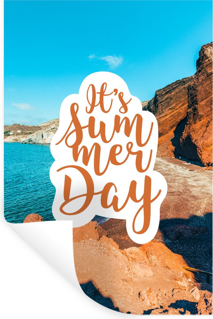 MuchoWow Wandtattoo Wandsticker Wandaufkleber Sommer - Felsen - Meer 40x60 cm Selbstklebend und Repositionierbar - Wierderverwendbar - Selbstklebend