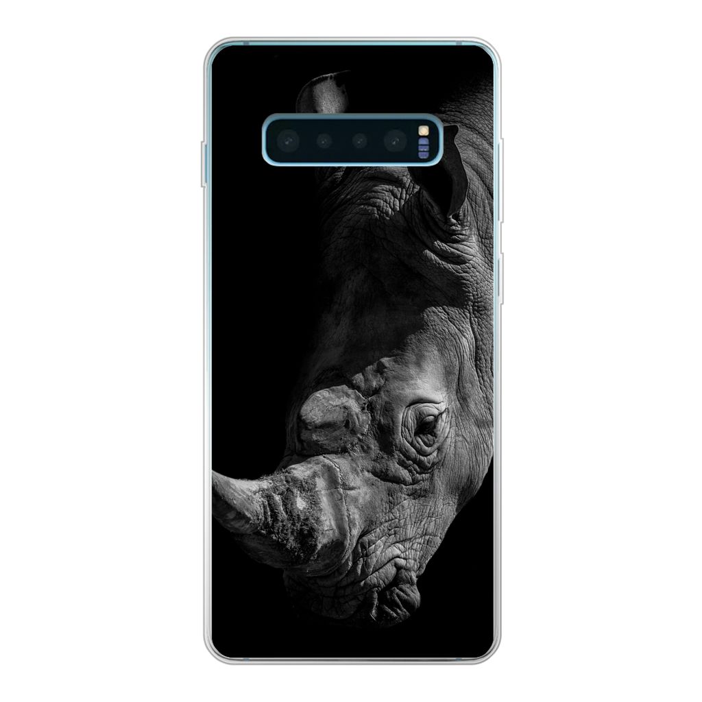 MuchoWow Handyhülle Schutzhülle Hülle für Samsung Galaxy S10 Lite Nashorn - Wildtier - Porträt Silikon Softcase Handy Hülle - Schutz