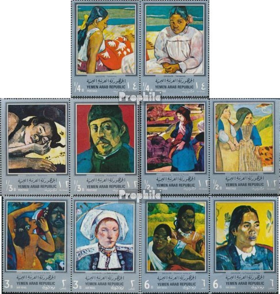 Briefmarken Nordjemen (Arabische Rep.) 1968 Mi 630-639 Paare (kompl.Ausg.) postfrisch Gemälde von Paul Gauguin