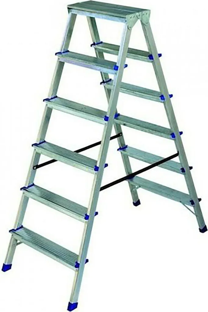 Escabeau Aluminium 150kg Finition MAT - 6 Marches Double Face 1297mm Alu