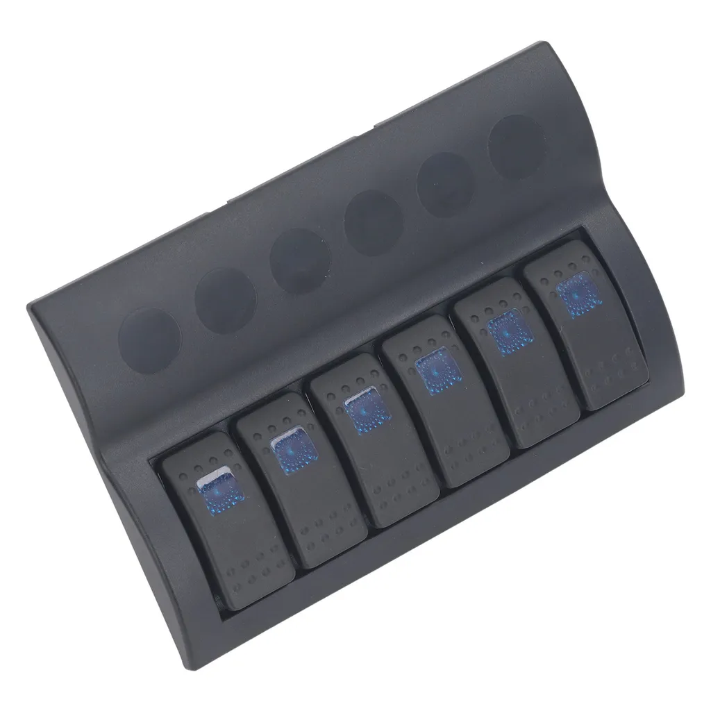 Tableau de commande électrique marine 6 interrupteurs LED bleus étanche