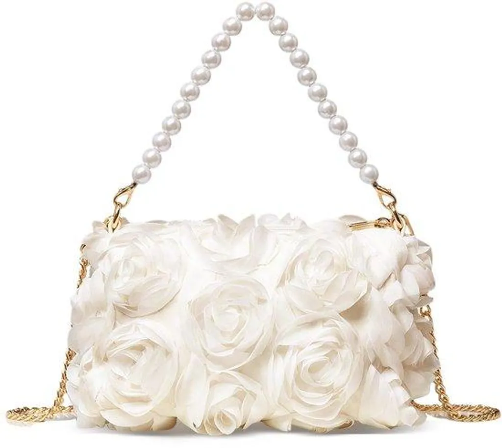 Sac de cérémonie pour femme avec fleurs en relief 3D coloris noir uni