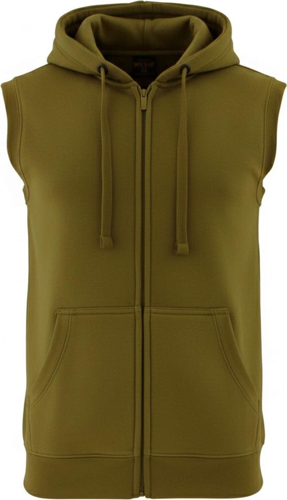 ROCK-IT Apparel Herren Hoodie Weste Ärmellos – Premium Kapuzenjacke mit Reißverschluss für Sport & Freizeit Olive 4XL