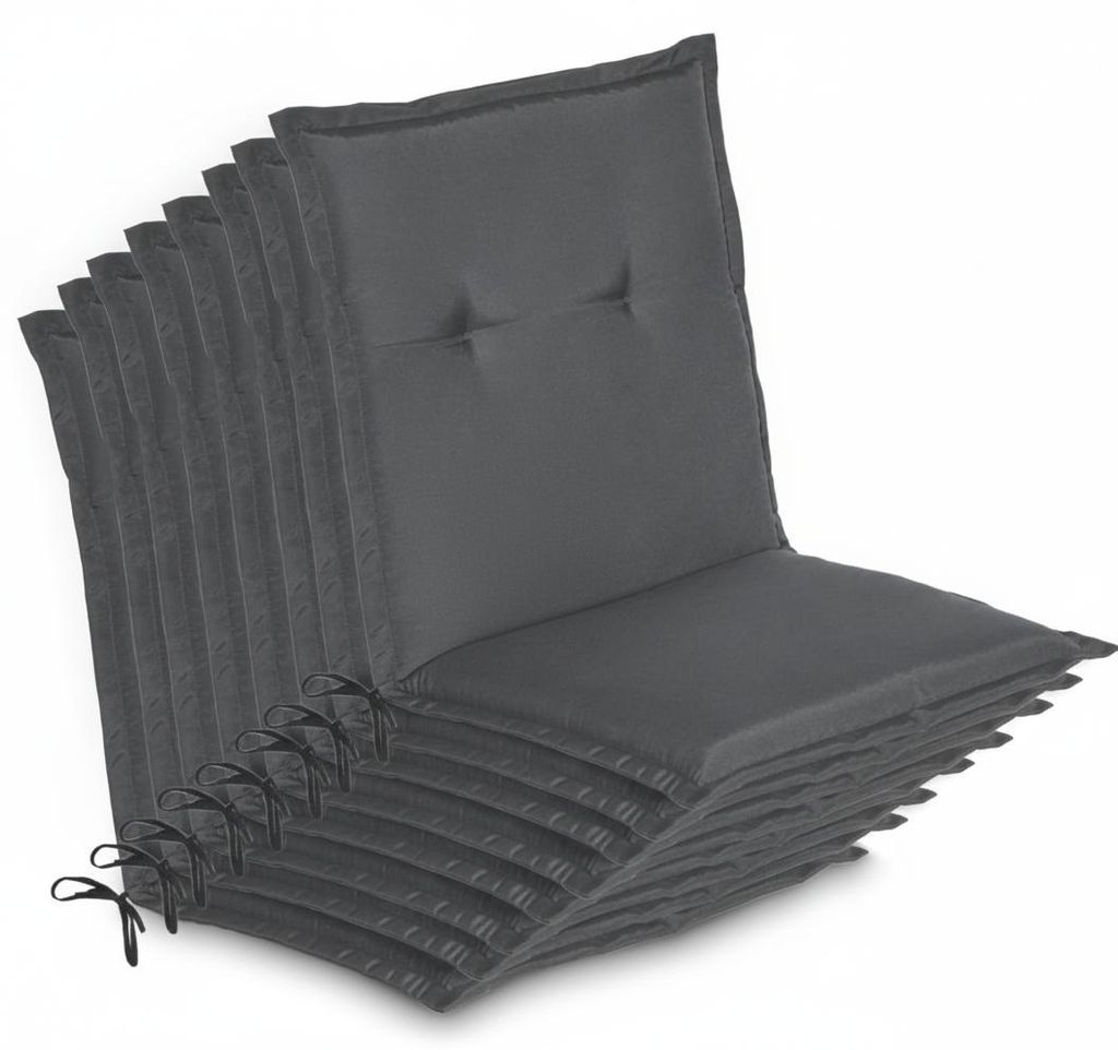 Beautissu 8er Set Niedriglehner Auflage Loft NL, 100x50x6cm, Graphitgrau