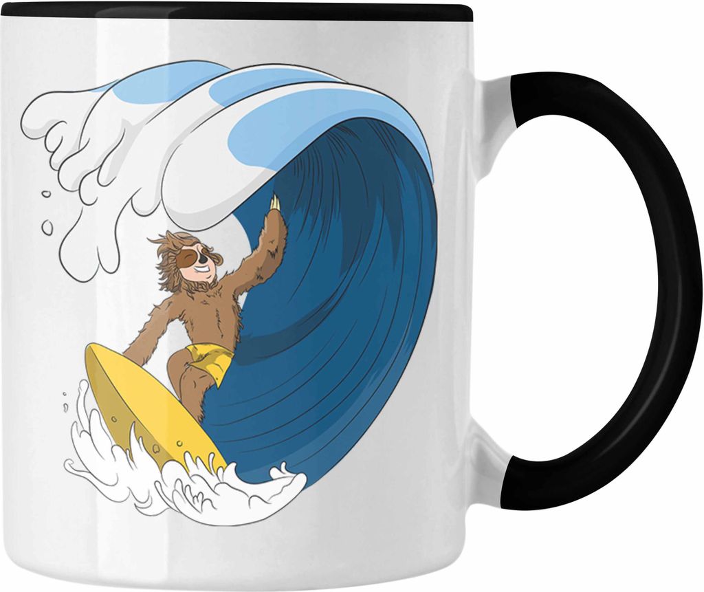 Trendation - Coole Faultier Tasse Geschenk Welle Geschenkidee Mädchen Jungs Coole Grafik (Schwarz)