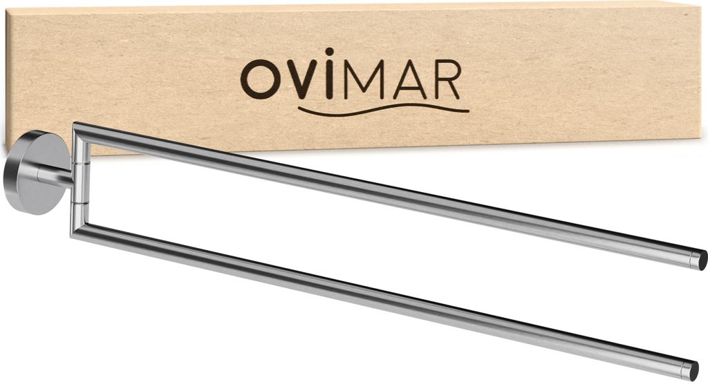 ovimar Handtuchstange Lodbjerg 2-Arm | Edelstahl | silber | zum Bohren | mit zwei Stangen als Handtuchhalter für Handtücher | Halterung zum Bohre...