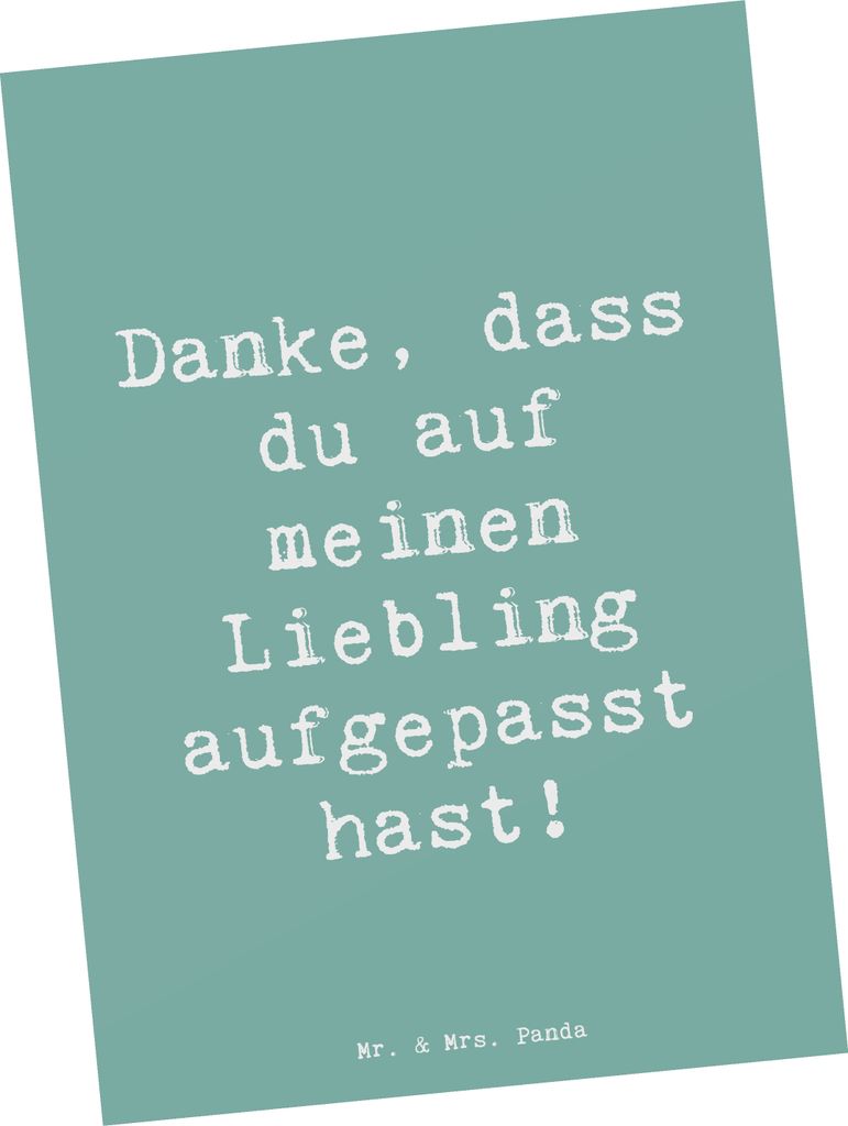 Mr. & Mrs. Panda Postkarte Spruch Dank an Hundesitter - Meeresbrise - Geschenk, auf meinen Liebling aufgepasst, bildkarte, Besondere Aufmerksamkeit...