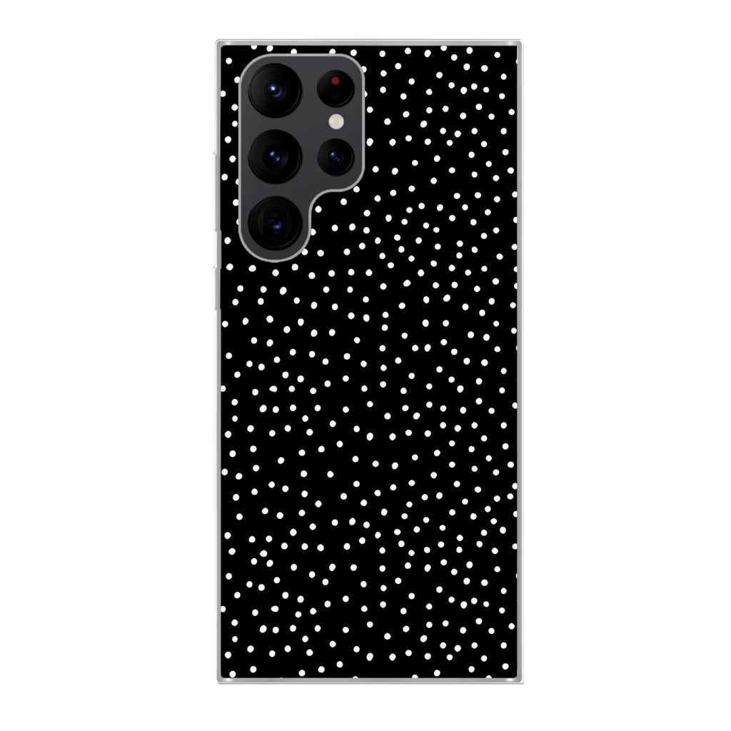 MuchoWow Handyhülle Schutzhülle Hülle für Samsung Galaxy S22 Ultra Polka dots - Schwarz - Weiß Silikon Softcase Handy Hülle - Abbildung