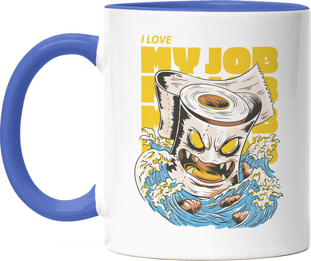 Klopapier Tasse Blau Scheiße Love Job Aufgabe Toilettengang WC Toilette Toilettenpapier Toilette Business