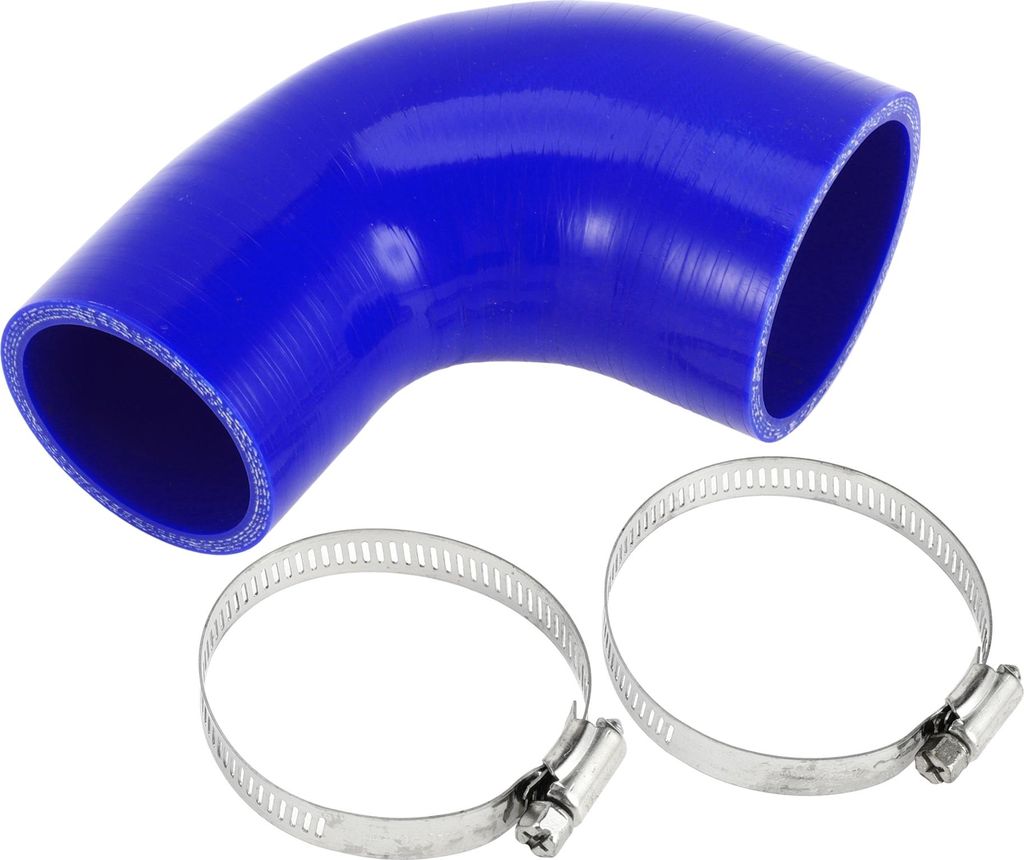 1 Satz 51mm/2,01"-60mm/2,36" ID 90mm/3,54" Länge 90 Grad Blau Autosilikonschlauch mit Schellen Kühlmittelschlauch Universal