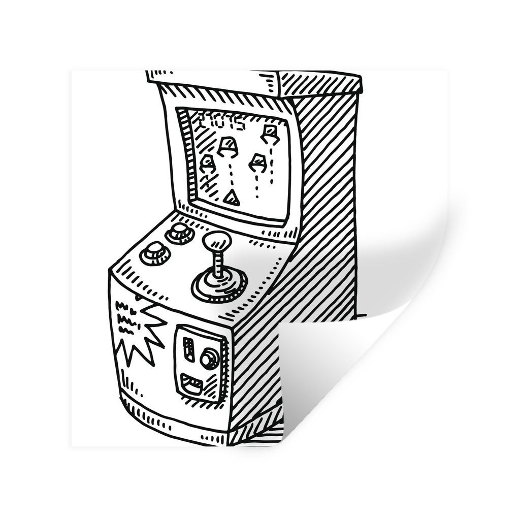 MuchoWow Wandtattoo Wandsticker Wandaufkleber Arcade - Spiel - Retro - Illustration 100x100 cm Selbstklebend und Repositionierbar - Wierderverwen...