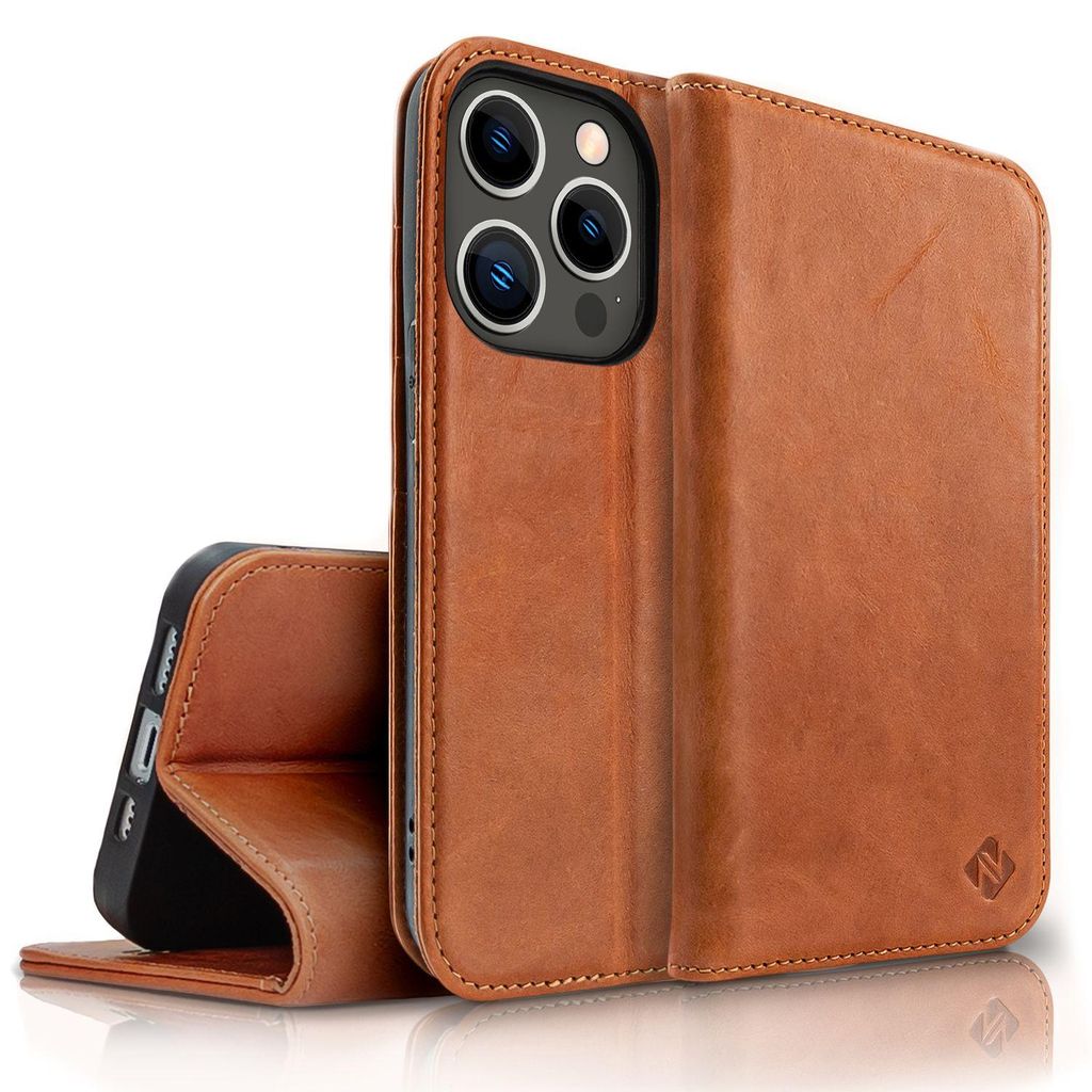 Etui ze skóry naturalnej na iPhone 14 Pro, ochrona RFID, Zdjęcie produktu 