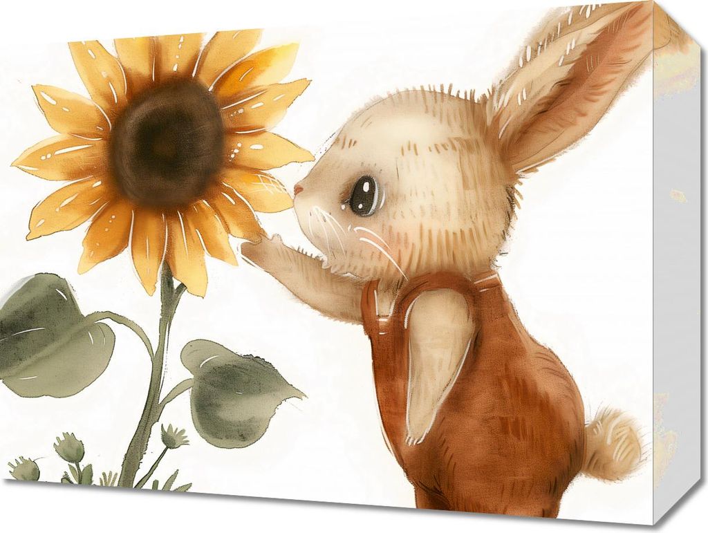 Bild 40x30cm Hase mit Sonnenblume