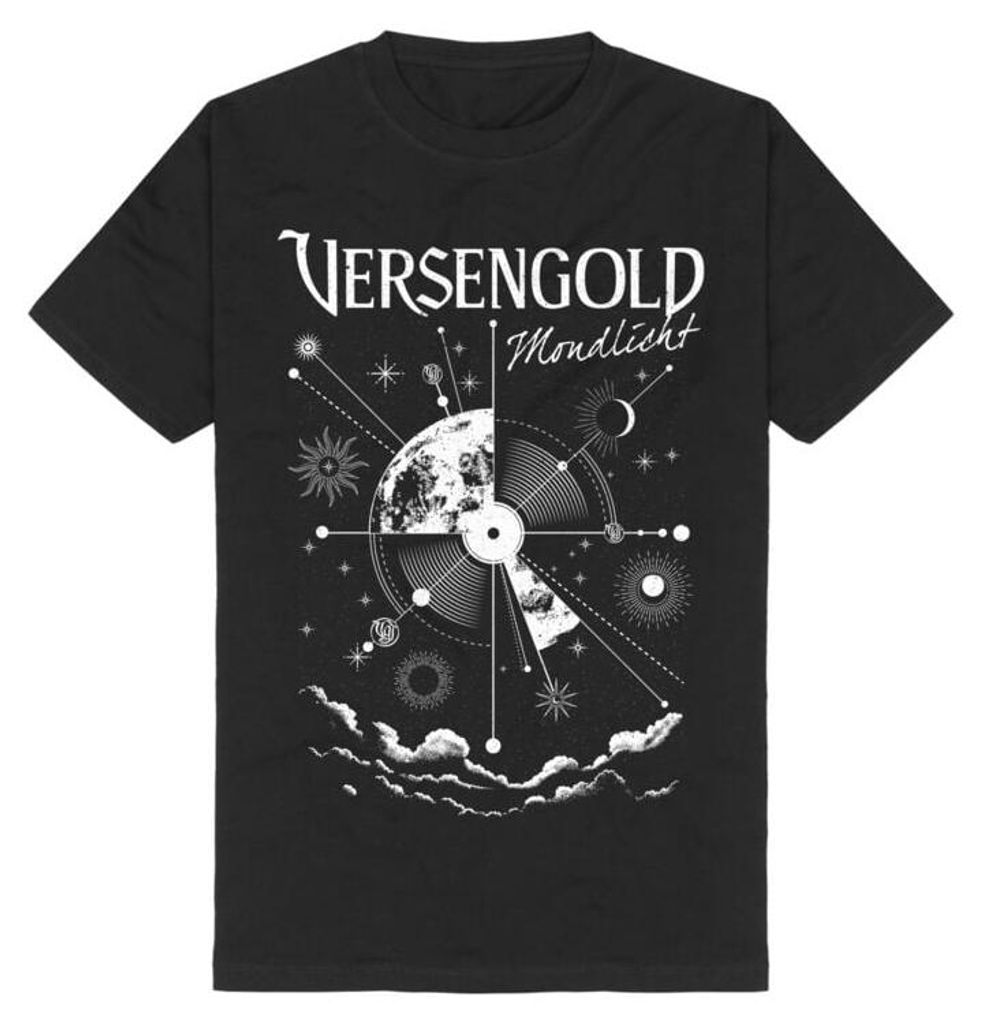 Versengold T-Shirt Herren Mondlicht schwarz Band-Merch, Bands 100% Baumwolle S
