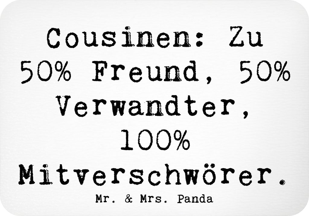 Mr. & Mrs. Panda magnet Spruch Cousin Mitverschwörer - Weiß - Geschenk, haftmagnet, Notizhalter, wandmagnet, Kühlschrankmagnet, Freude, whiteboa...