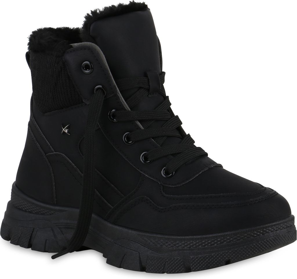 VAN HILL Damen Warm Gefüttert Worker Boots Bequem Strick Produktbild 