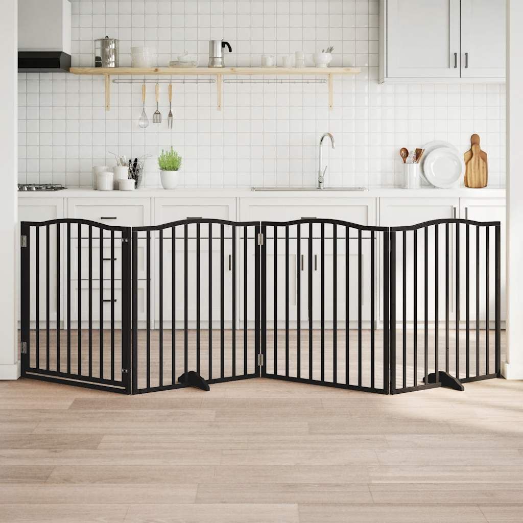"2026 Promotion" 4-tlg. Hundetor mit Tür Faltbar Schwarz 320 cm Pappelholz - Sonstiges Hundezubehör CC21312