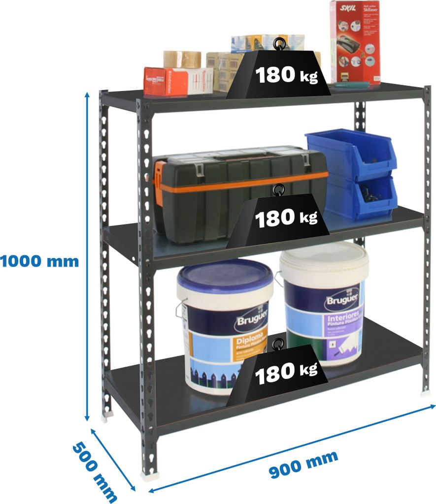 SIMONCLICK 3/500 1000 Metallregal ANTRACITE/ANTRACITE
