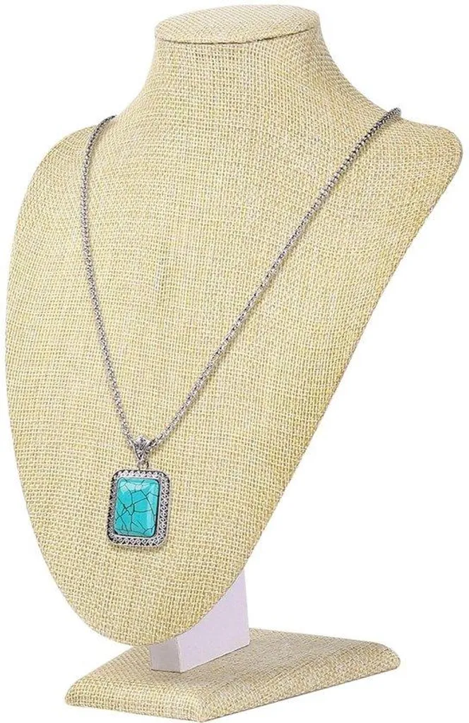 Porte-collier en velours beige hauteur 23cm pour l'exposition de bijoux