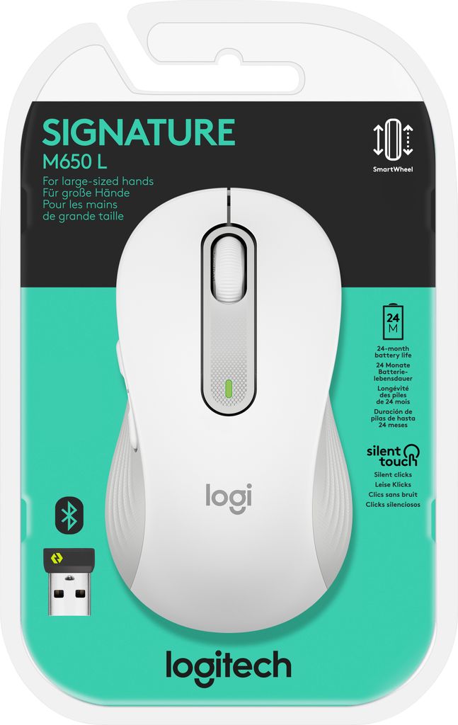 Logitech Signature M650 L Maus kabellos weiß Produktbild 
