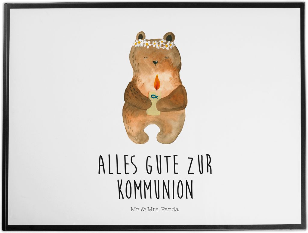 Mr. & Mrs. Panda Schreibunterlage Bär Kommunion - Weiß - Geschenk, Unterlage Schreibtisch, malunterlage, tischpad, schreibtischunterlagen, Gottes...