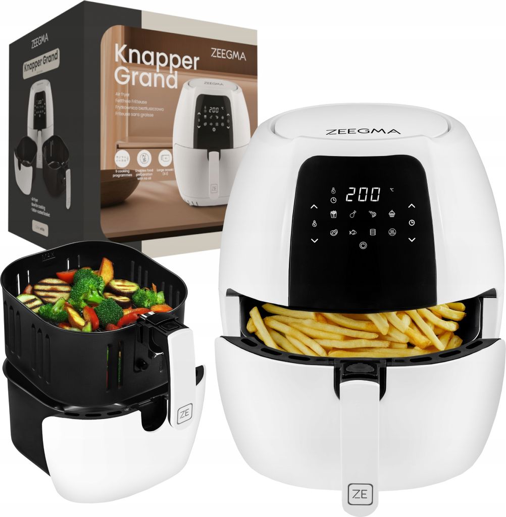 Luftfriteuse Fettfrei 1800W, Schüssel 7.7L, Korb 6L, 9 Programme