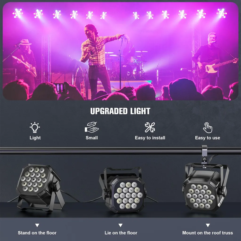 Projecteur de scène DMX512 avec télécommande pour éclairage stable 4PCS