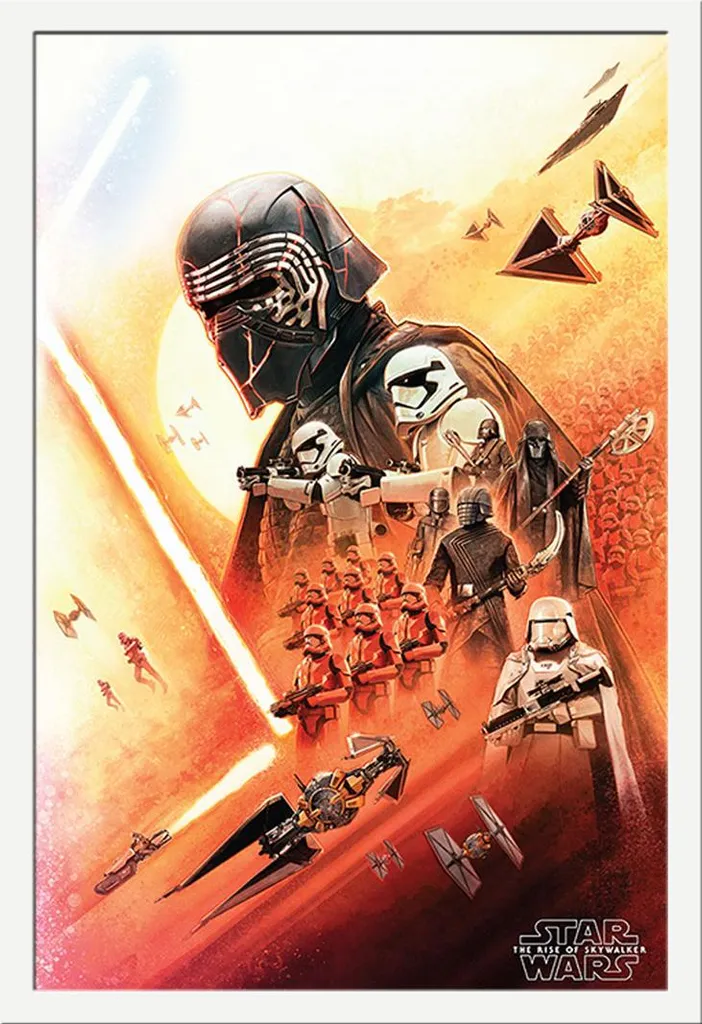 Star Wars - Poster - L'ascesa di Skywalker - Kylo Ren + cornice rimovibile, Shinsuke® Maxi MDF bianco, vetro acrilico